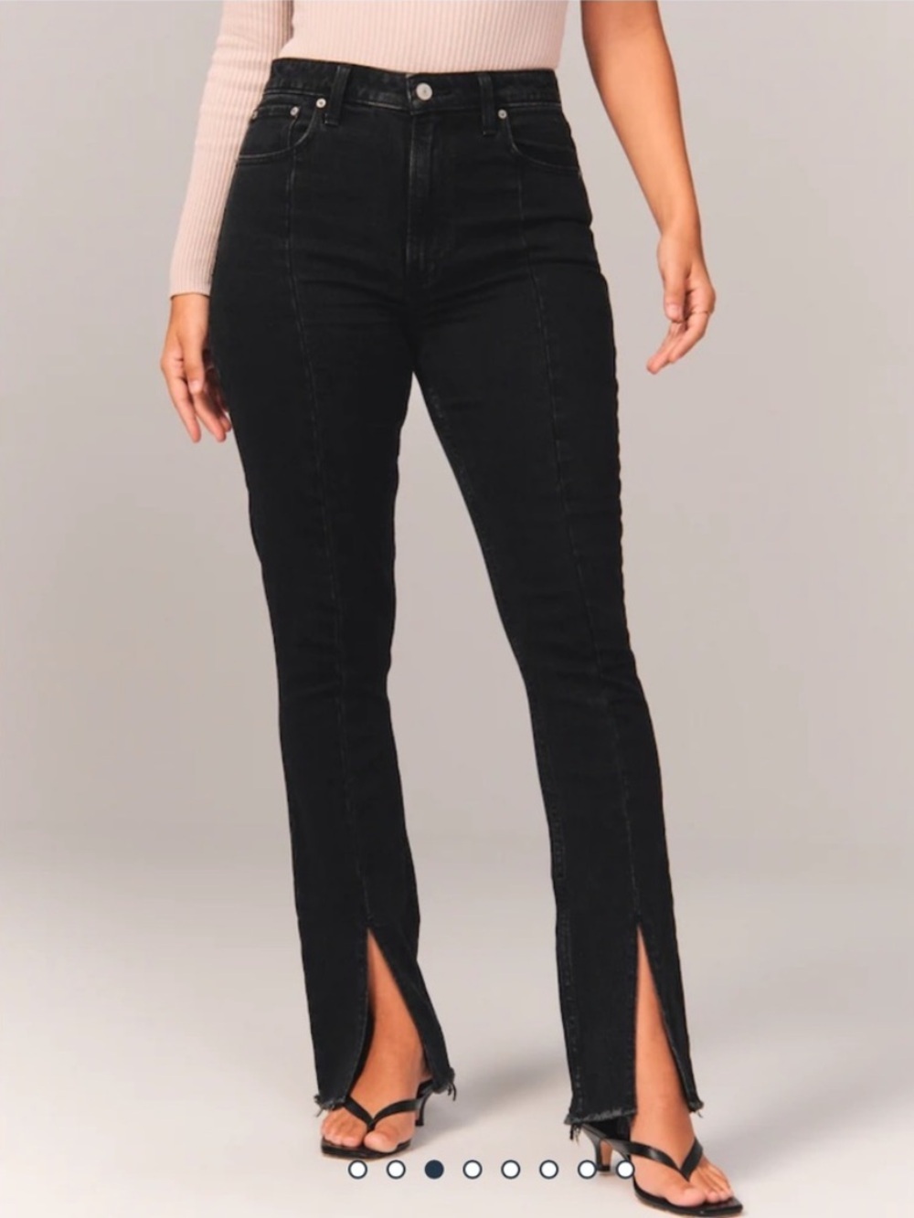 Abercrombie Black High Rise Split Hem Skinny Jeans - Picture 2 of 8